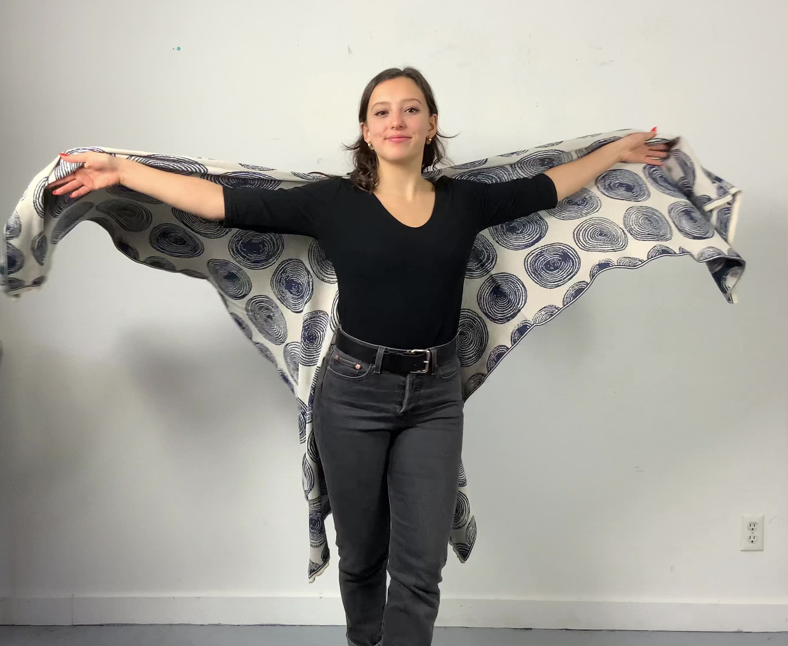 Spirals Cape Denim and Cream