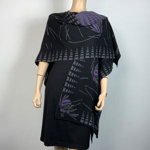 Blossom Cape  Black Charcoal Purple