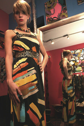 Masie in Mary dress with straps full length