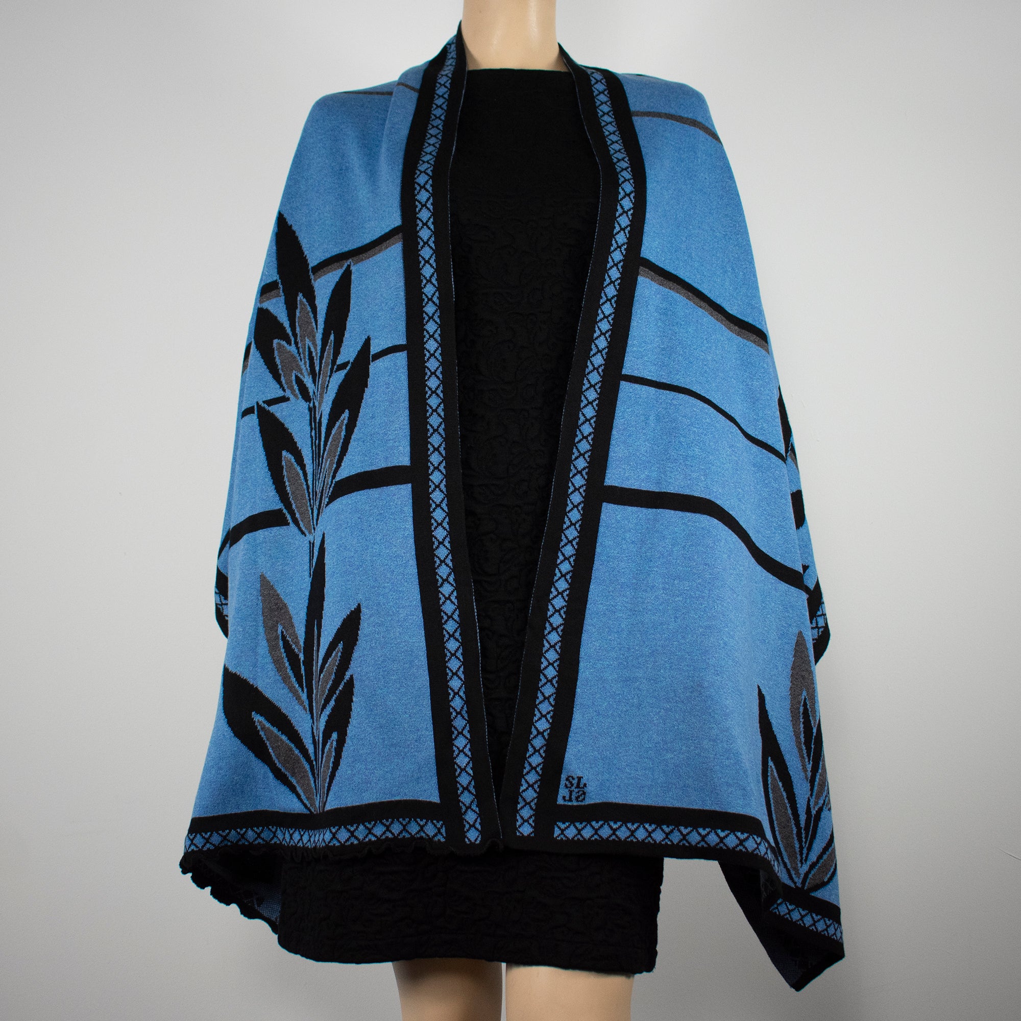 English Flower Blue, Black, Grey