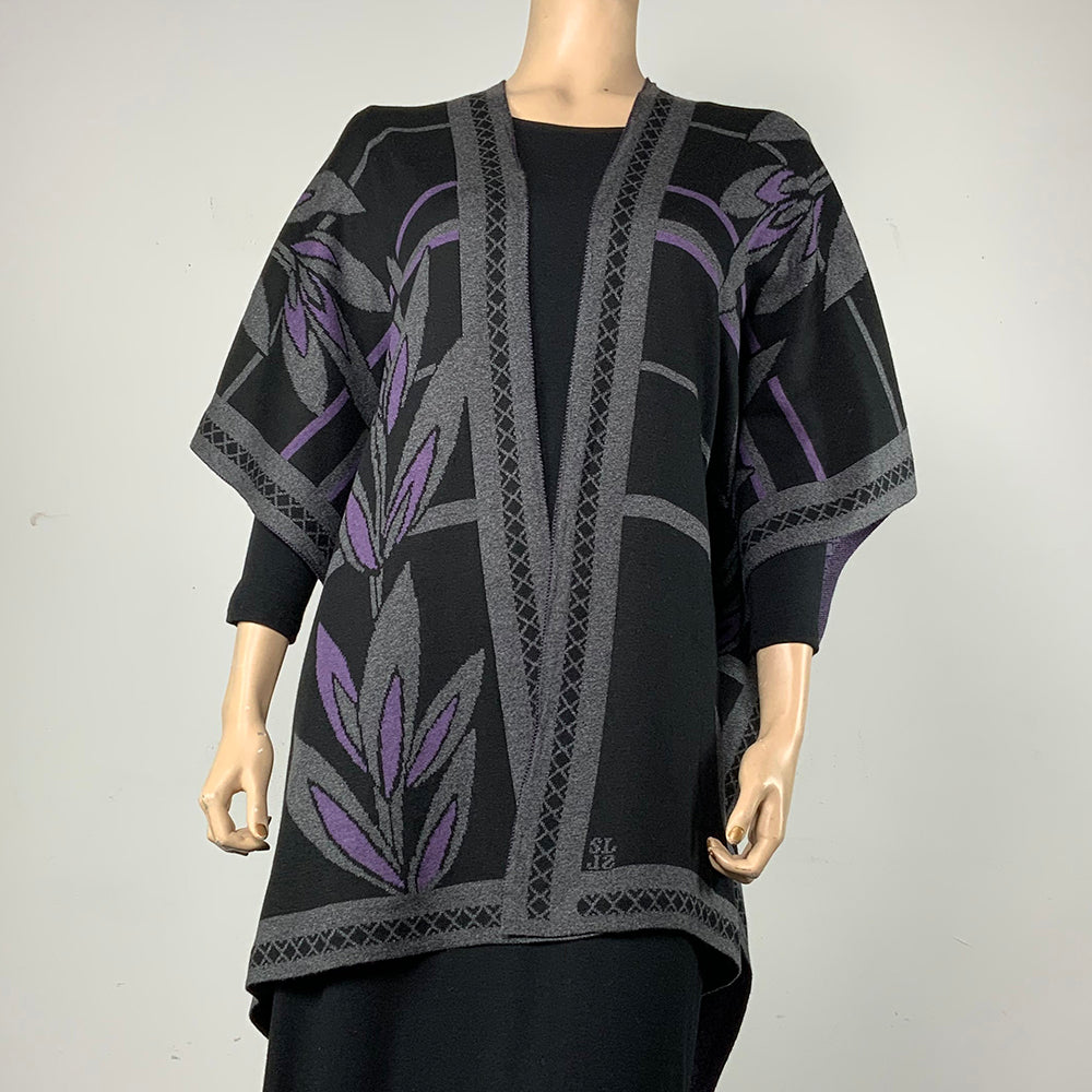 English Flower Cape Black, Grey, Purple