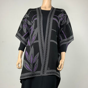 English Flower Cape Black, Grey, Purple