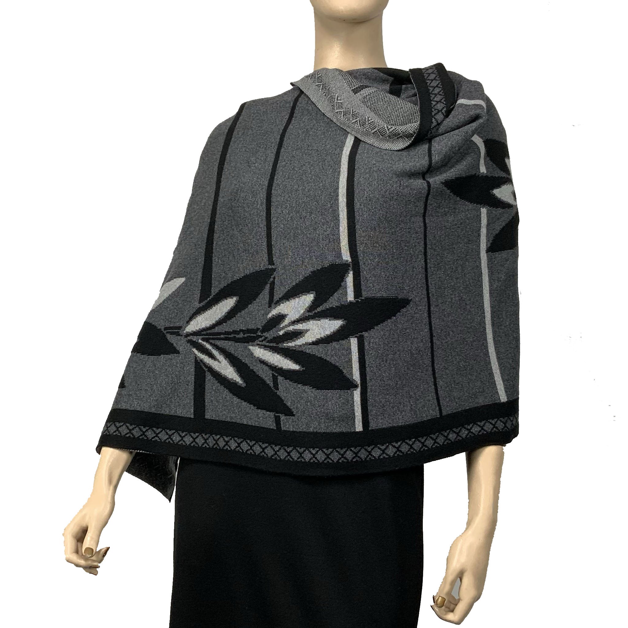 English Flower darkgrey/light grey/black Shawl, Scarf, Wrap