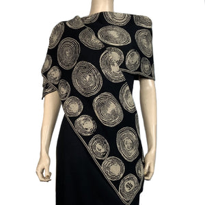 Spirals Black and Sand Shawl Scarve Wrap