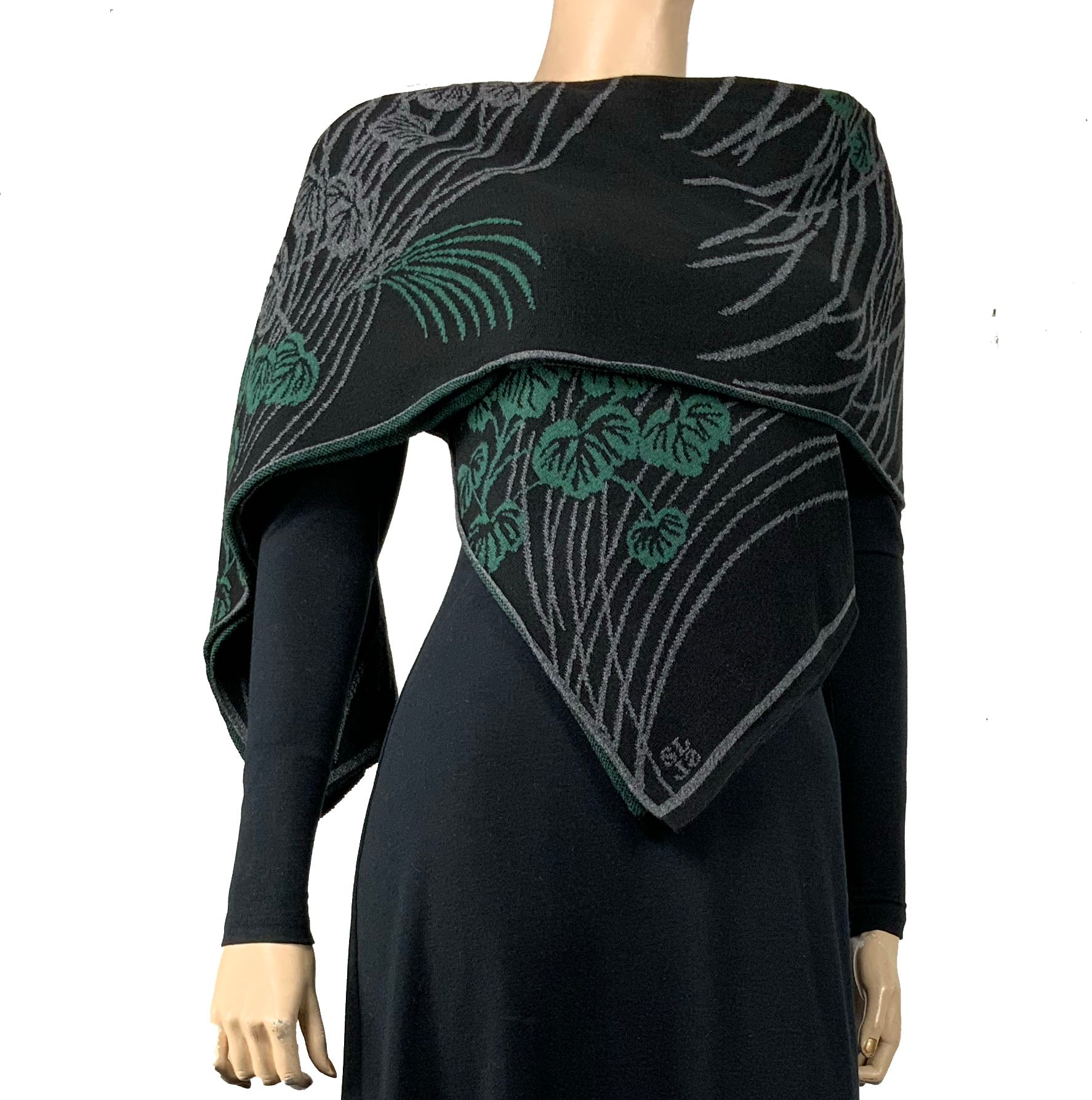 Moonscape Shawl Scarf Wrap Black, Dark Grey, Hunter Green
