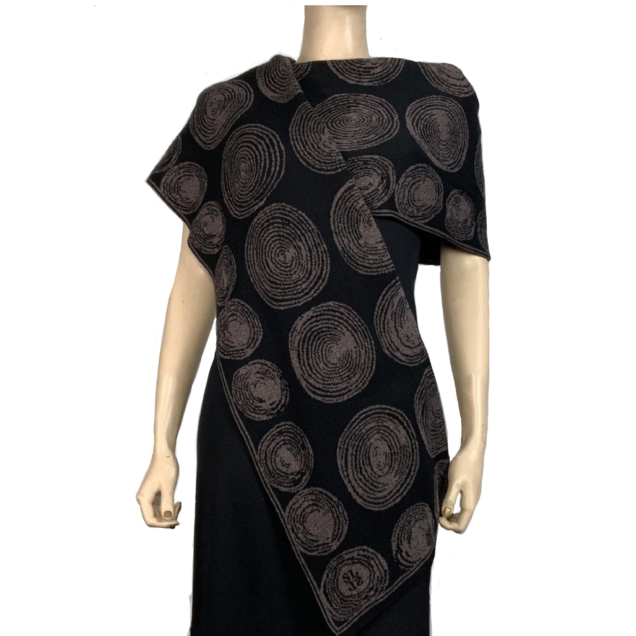 Spirals Bronze Black Shawl Scarve Wrap