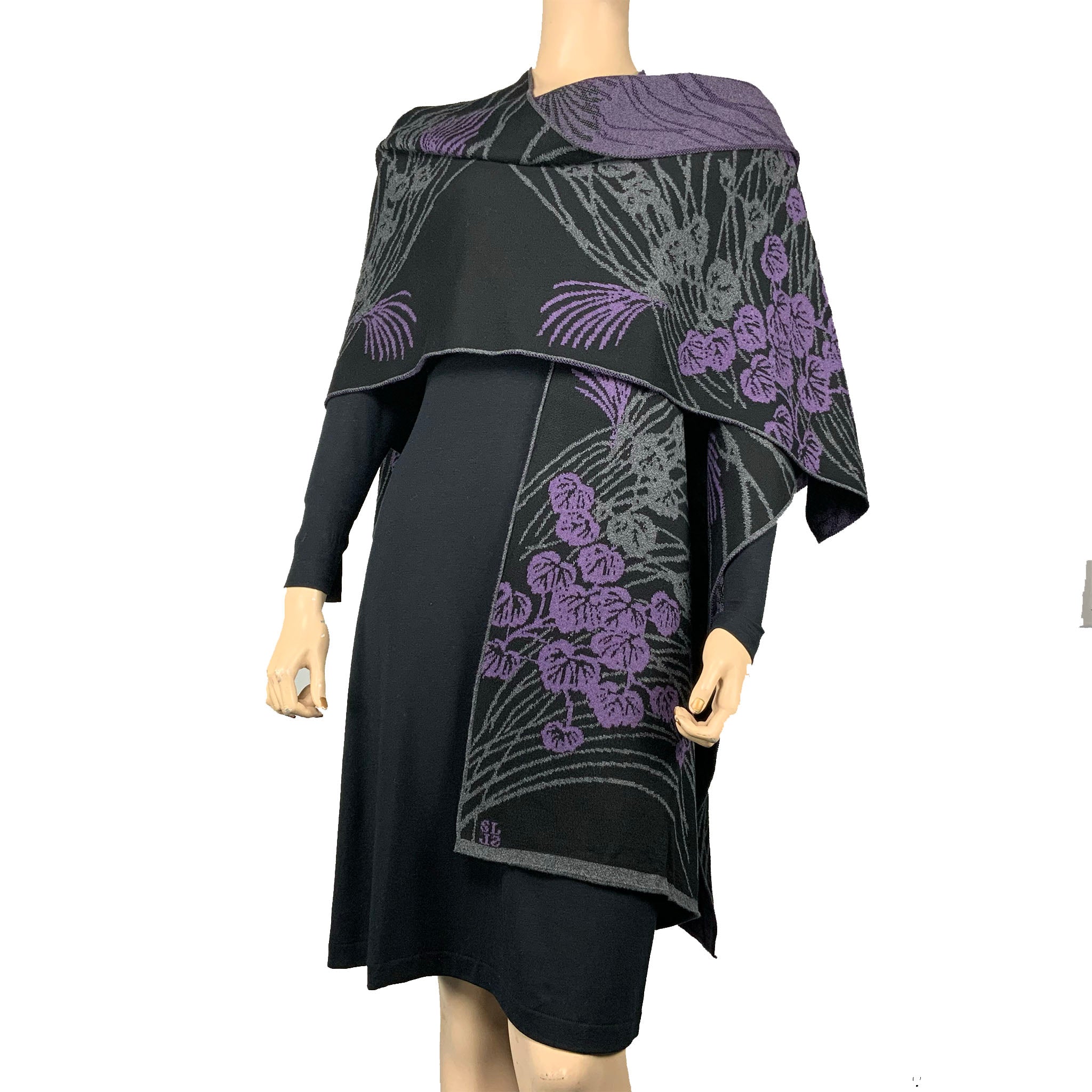 Moon Vine Cape Black, Grey, Purple