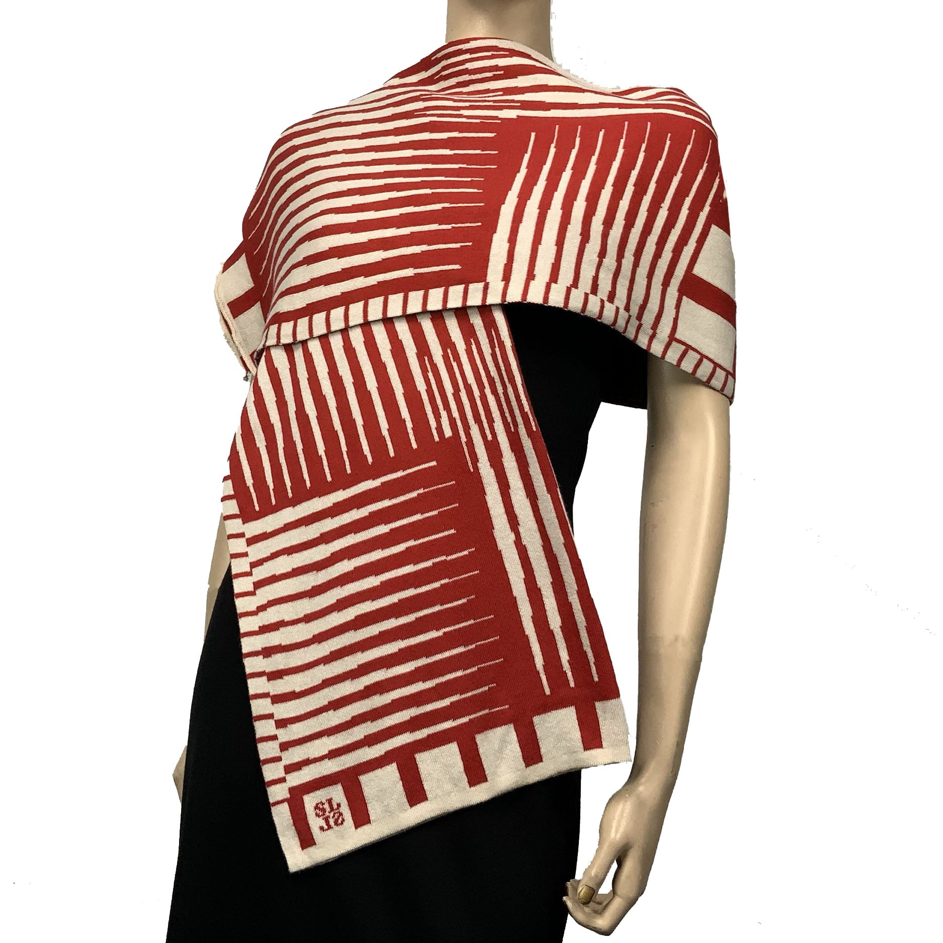 Tides: red/cream Shawl Scarf Wrap