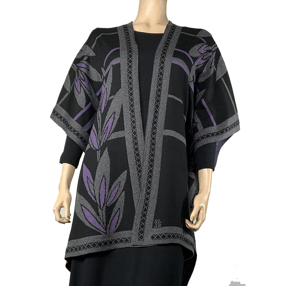 English Flower Cape Black, Grey, Purple