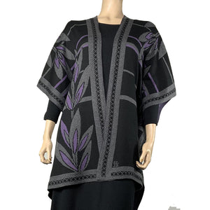 English Flower Cape Black, Grey, Purple