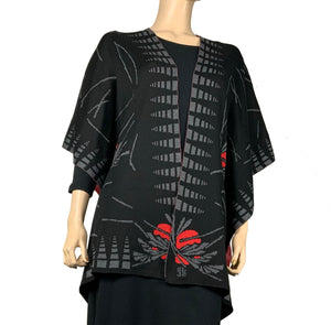 Blossom Cape  Black Charcoal Red