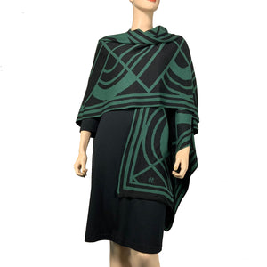 Deco Cape Hunter Green and Black