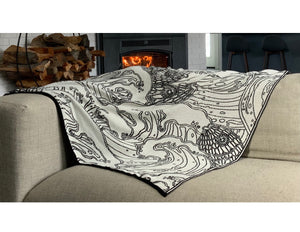 Ocean Baby Black Cream Organic Cotton Blanket Throw