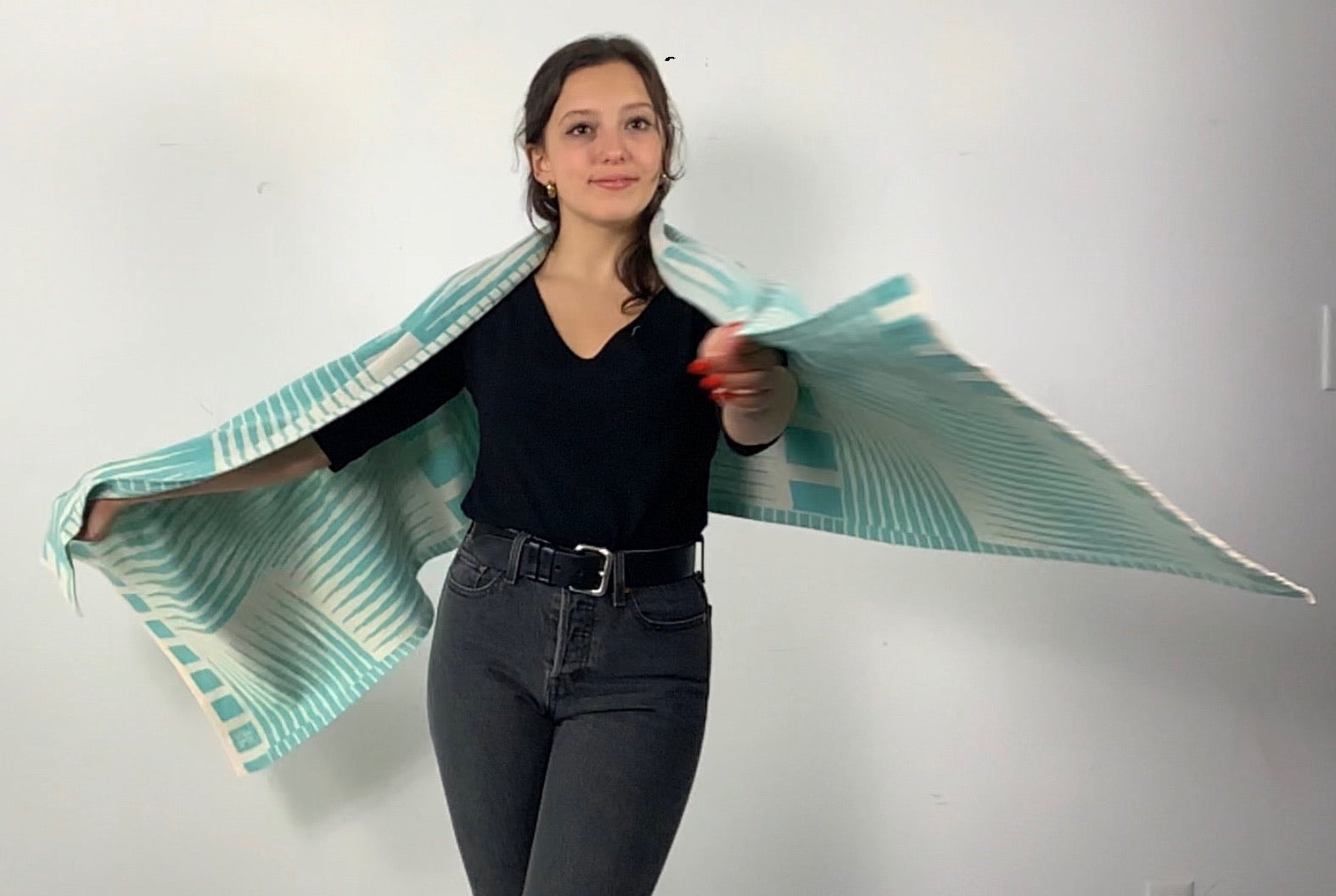 Tides: Cream and Mint Shawl Scarf Wrap