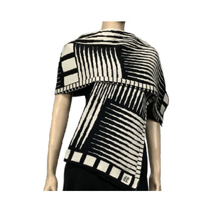 Tides: Reversible black/cream Shawl Scarf Wrap