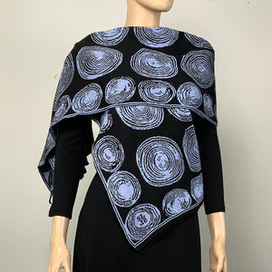 Spirals Black Light Blue Shawl Scarf Wrap
