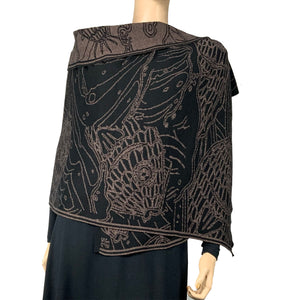 Ocean Shawl Scarf Wrap Bronze and Black