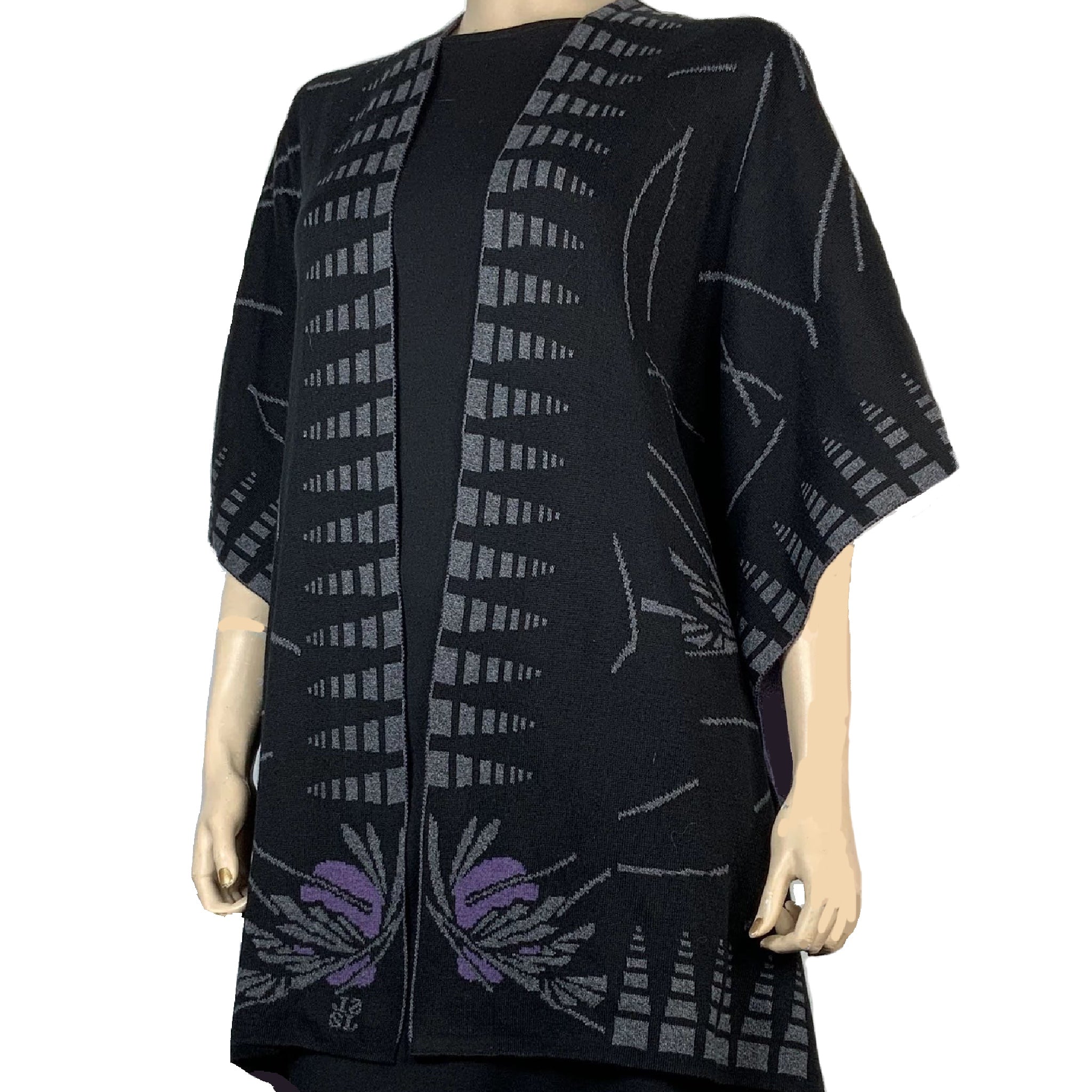 Blossom Cape  Black Charcoal Purple