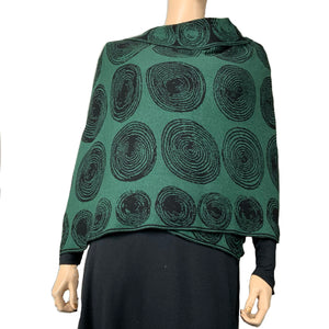 Spirals Hunter Green Black Shawl Scarf Wrap