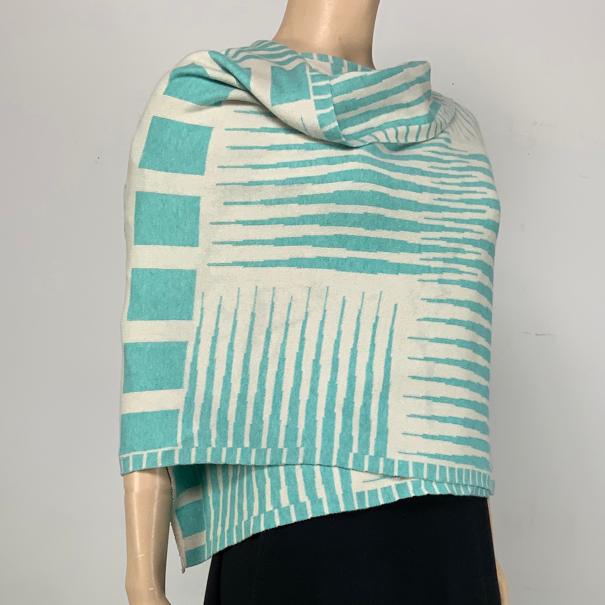Tides: Cream and Mint Shawl Scarf Wrap