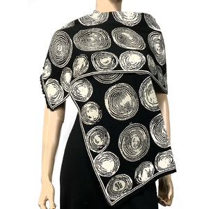Spirals Black Cream Shawl Scarve Wrap