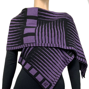 Tides: Reversible black/purple Shawl Scarf Wrap