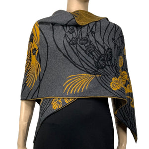 Moonscape Shawl Scarf Wrap Charcoal, Black, Gold
