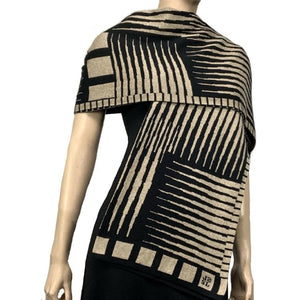 Tides: Reversible black/sand Shawl Scarf Wrap