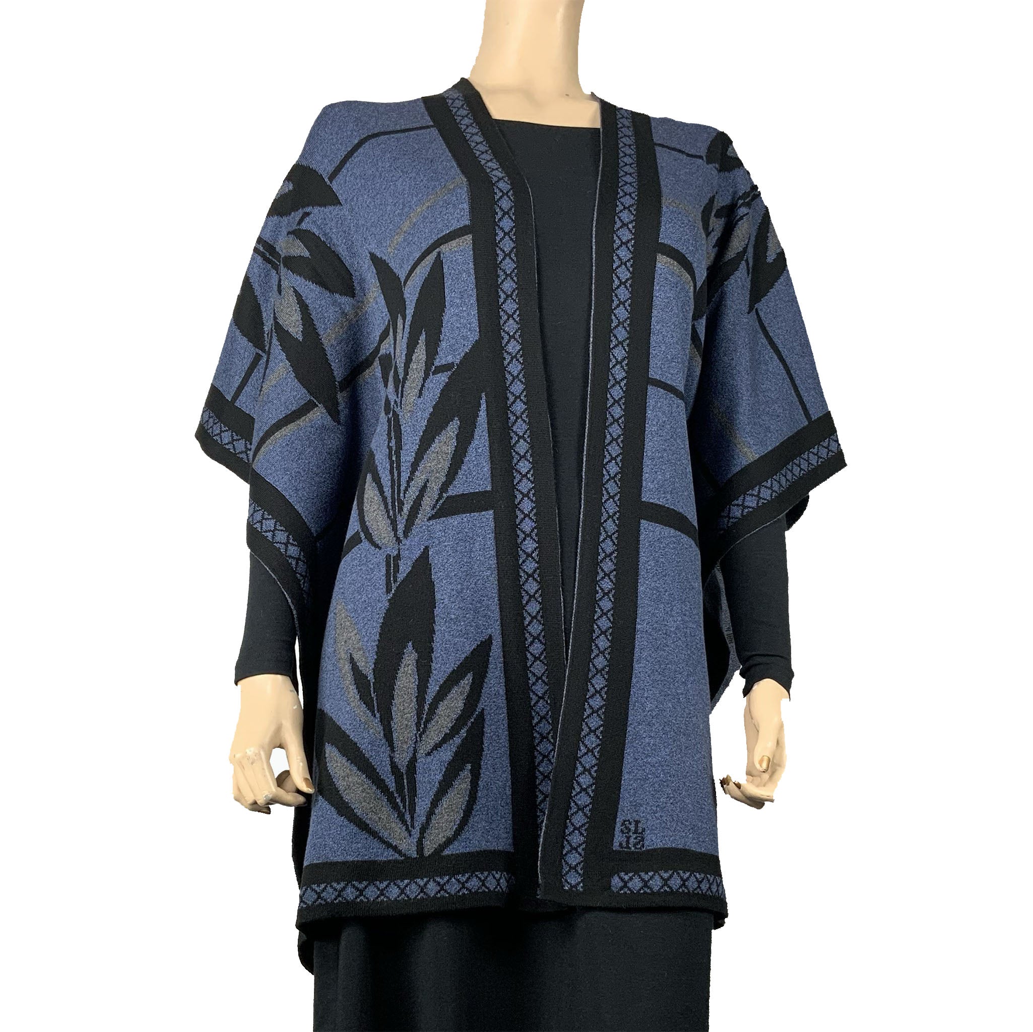 English Flower Cape Denim, Black, Charcoal,