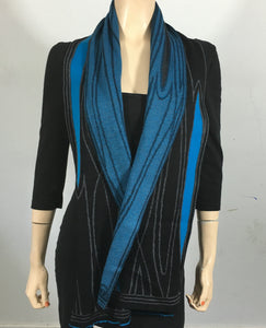 Mid Century Black, Grey, Turquoise Scarf