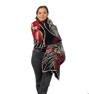 Moonscape Shawl Scarf Wrap Black, Cream, Red