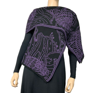 Ocean Shawl Scarf Wrap Purple and Black