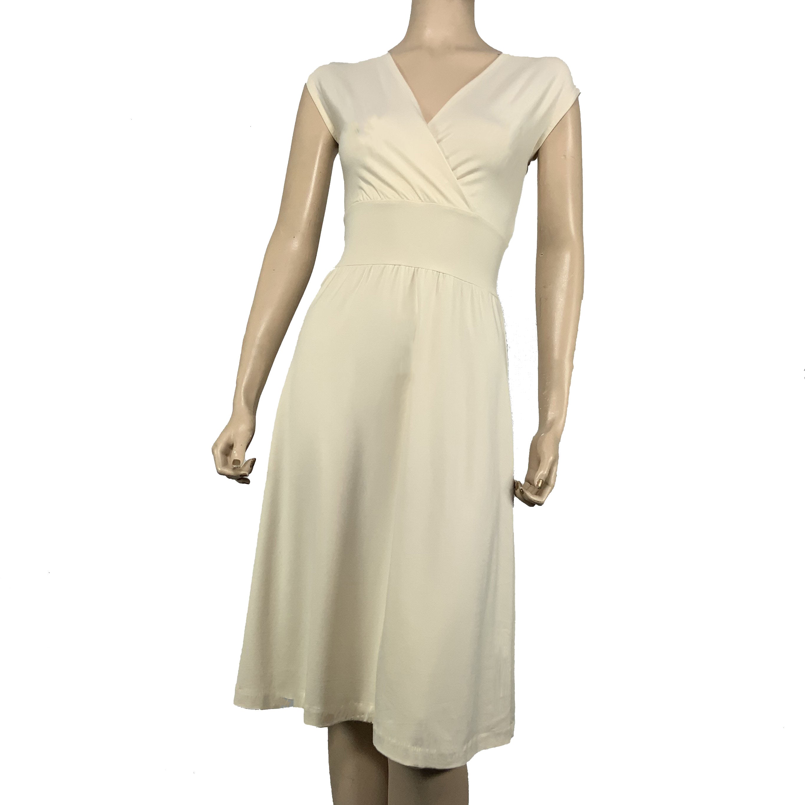 Solid Cream Cotton Bamboo Cari Dress