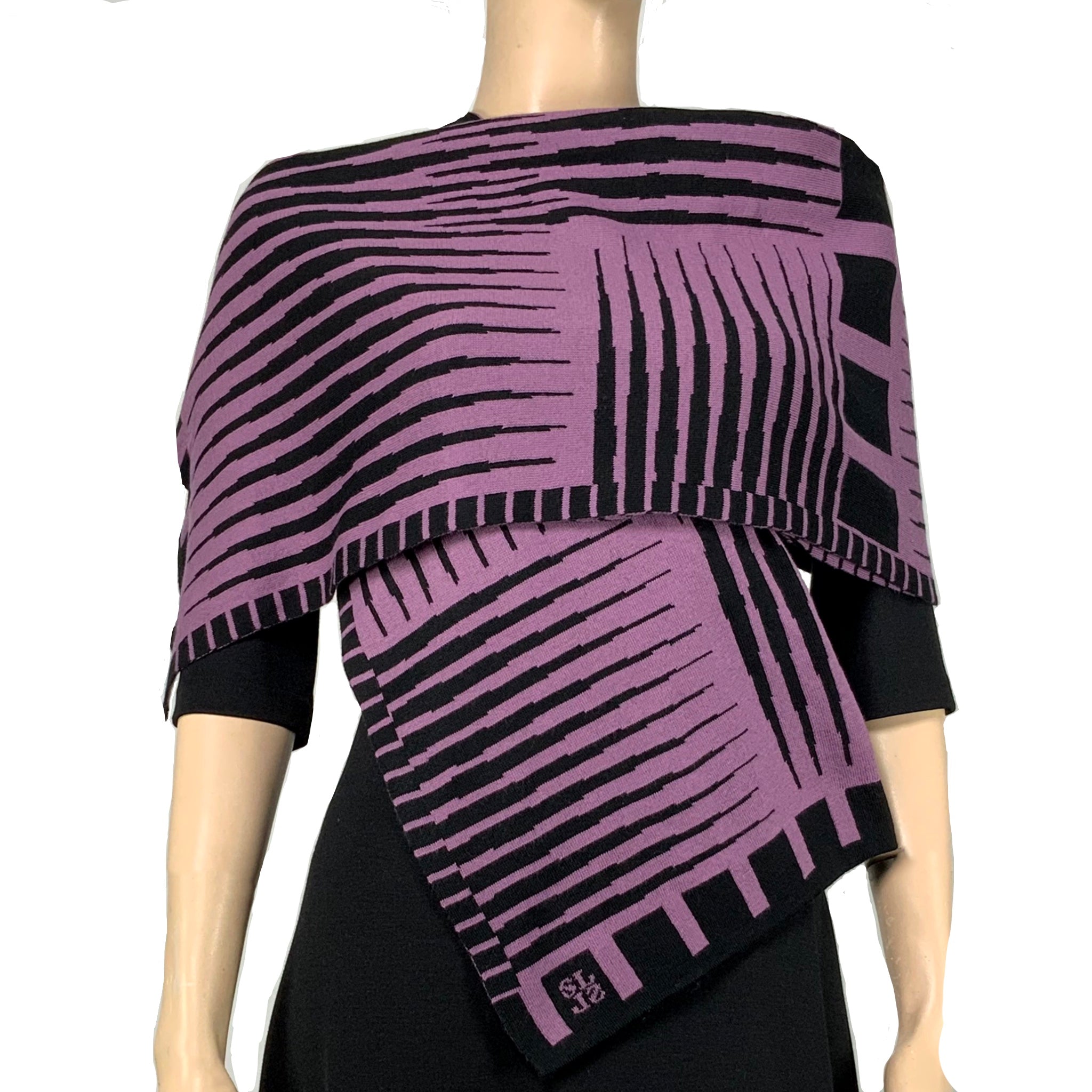 Tides: Reversible black/lilac Shawl Scarf Wrap