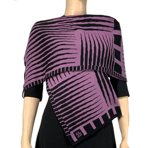 Tides: Reversible black/lilac Shawl Scarf Wrap