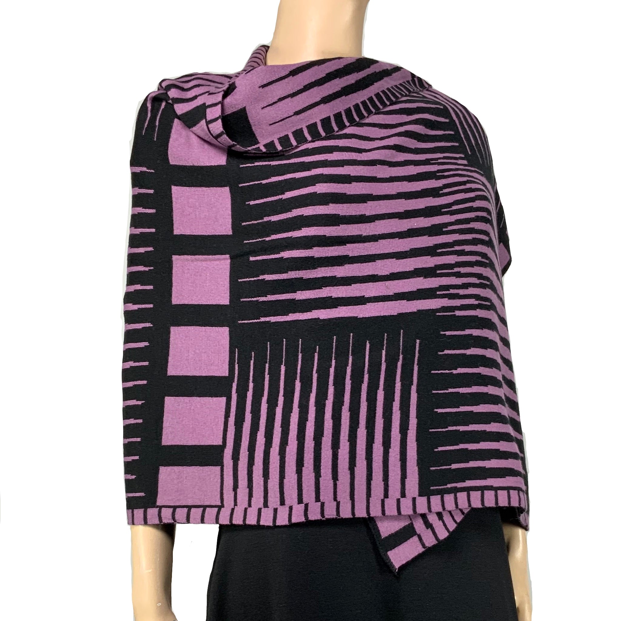 Tides: Reversible black/lilac Shawl Scarf Wrap