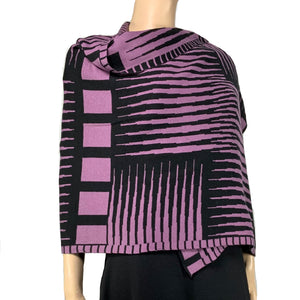 Tides: Reversible black/lilac Shawl Scarf Wrap