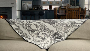 Ocean Baby Black Cream Organic Cotton Blanket Throw