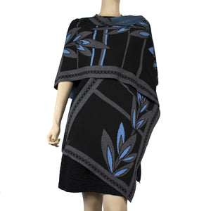 English Flower Cape Black, Grey and Blue