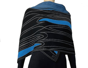 Mid Century Black, Grey, Turquoise Scarf