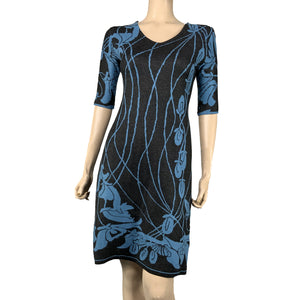 Water Lily Amanda Dress Charcoal and Mid Blue