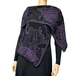 Ocean Purple and Black Shawl Scarf Wrap
