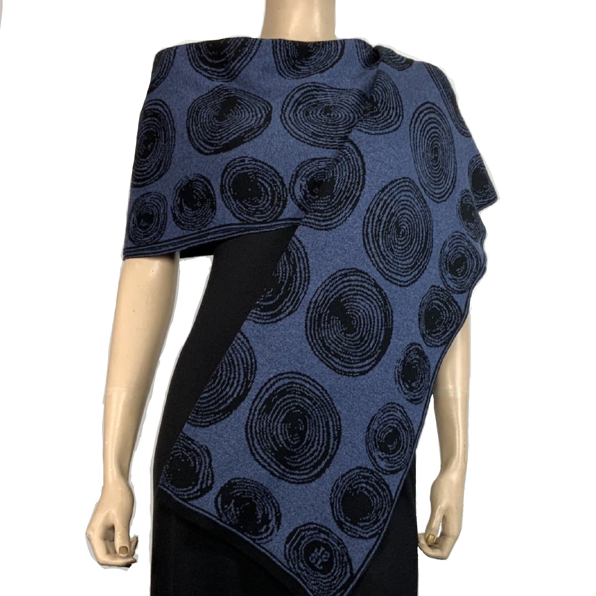 Spirals Denim Black Shawl Scarve Wrap