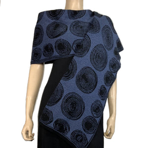 Spirals Denim Black Shawl Scarve Wrap