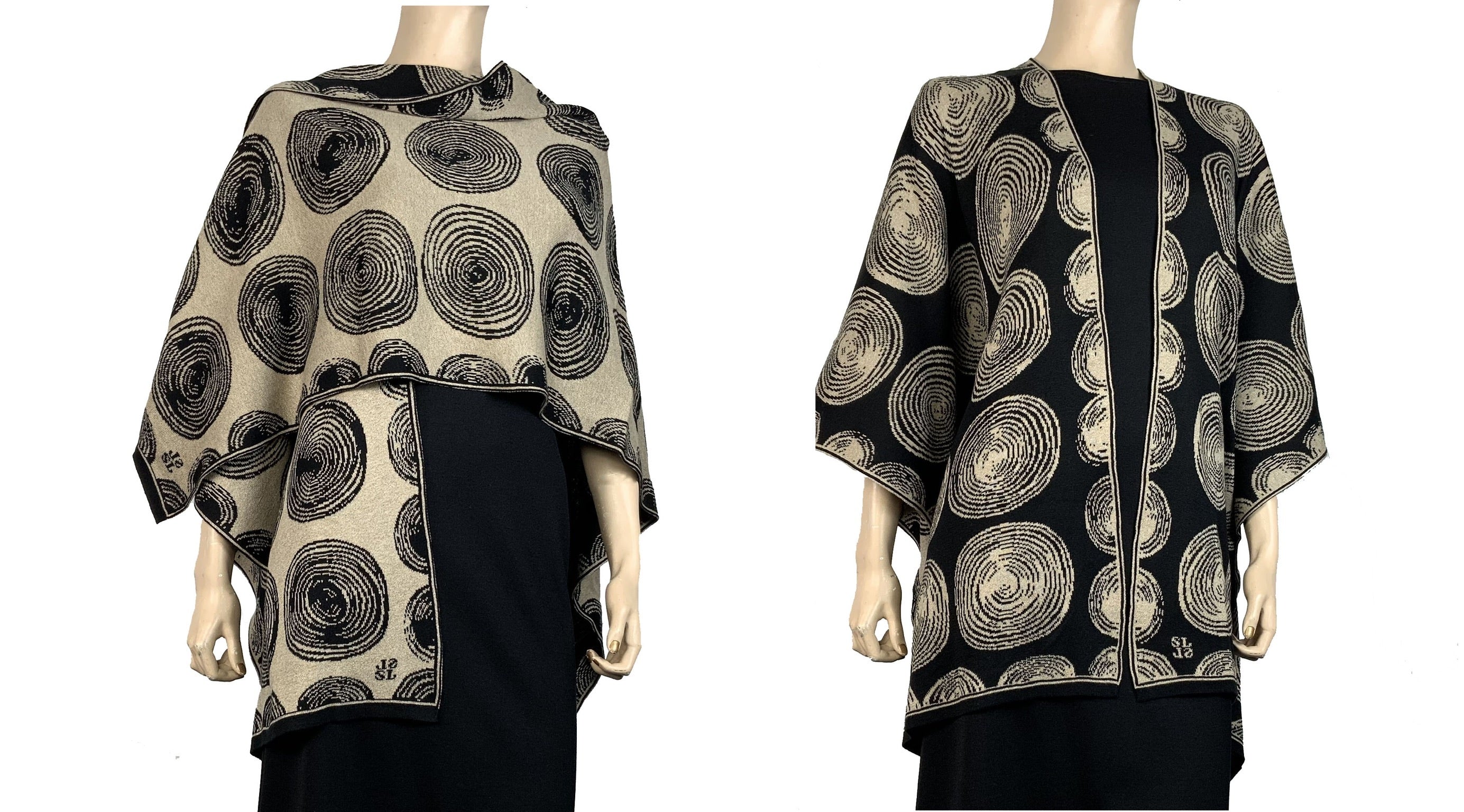 Spirals Cape Black & Sand