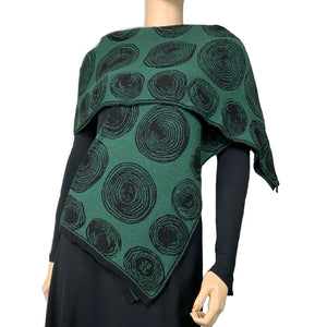 Spirals Hunter Green Black Shawl Scarf Wrap