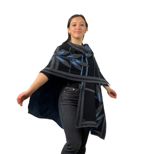 English Flower Cape Black, Grey and Blue