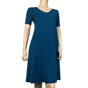 Solid Teal Cotton Bamboo Alice Relaxed-Fit Dress