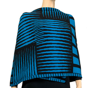 Tides: Reversible Black Turquoise Shawl Scarf Wrap