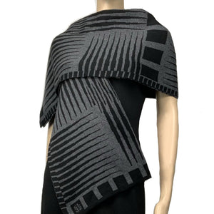 Tides: Reversible black/dark grey Shawl Scarf Wrap